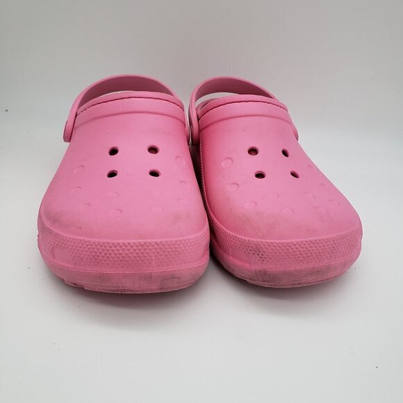 Crocs Classic Pink Slip On Fur Lined Clogs Junior 3 Girls 9 Inches Long - Picture 9 of 11